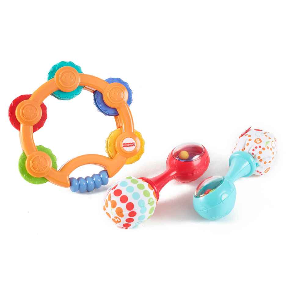 Mattel Games Fisher Price Tambourine And Maracas Gift Set That Offers Shakin Rattlin And Clackin Fun