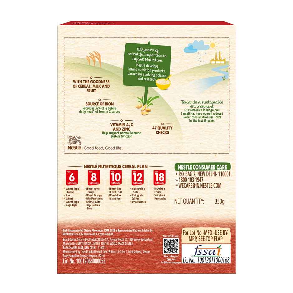 Nestle CERELAC Wheat Apple Baby Food Cereal, No Preservatives, 6 to 24 Months Baby