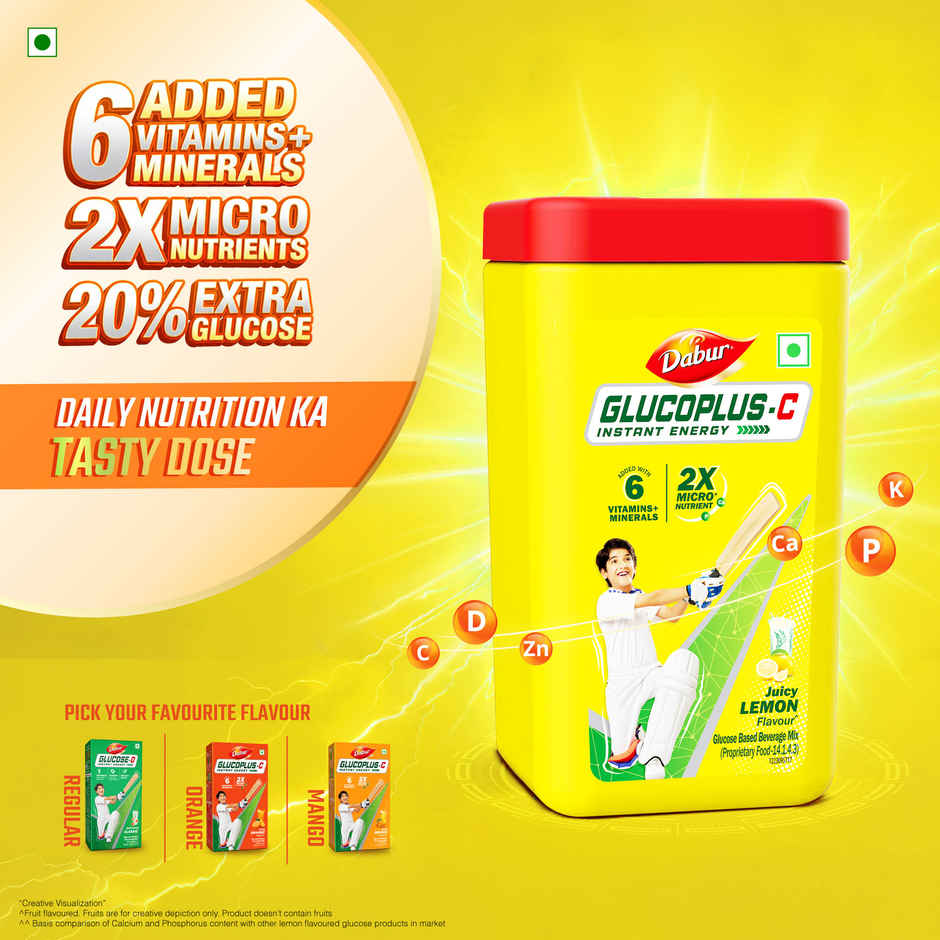 Dabur Glucoplus-C Lemon Instant Energy Glucose Powder