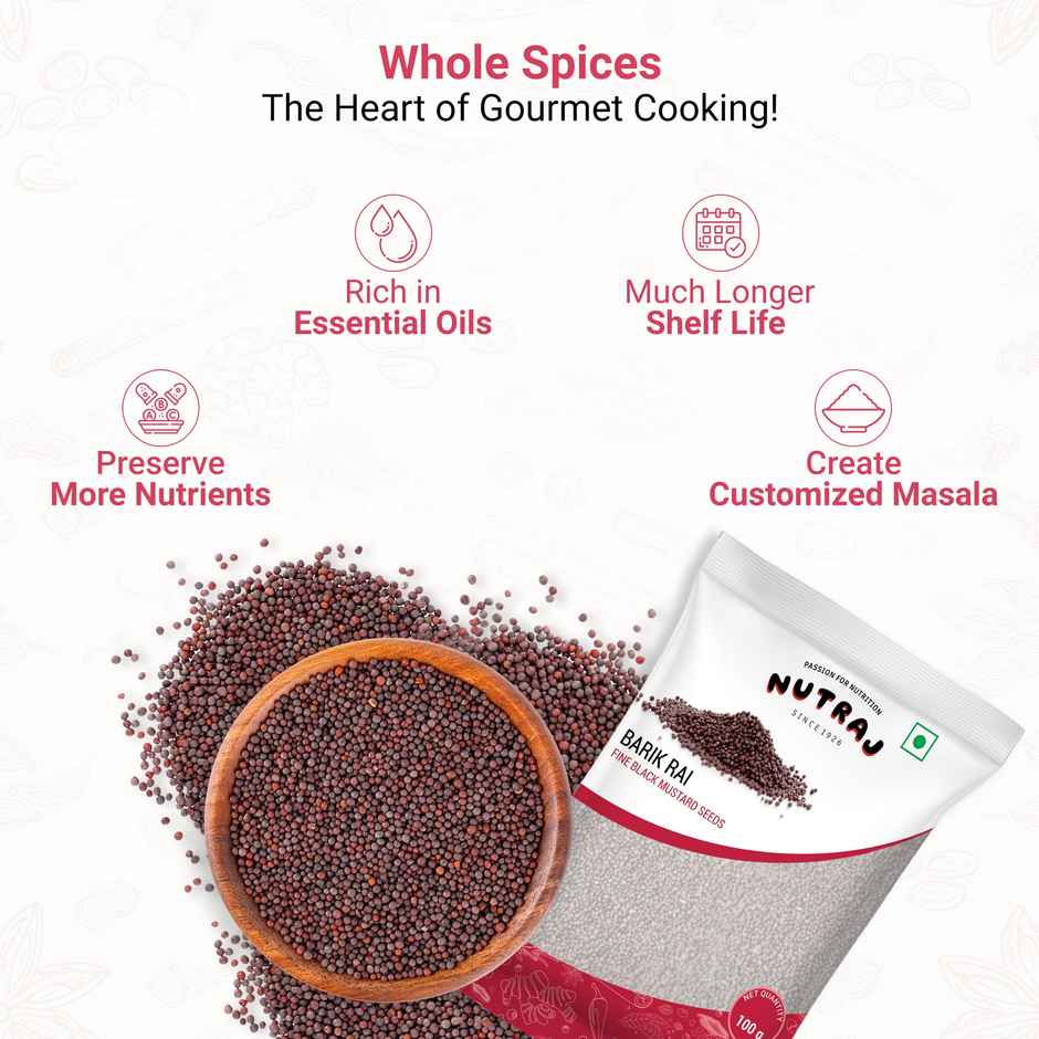 Nutraj Classic Barik Rai (Fine Black Mustard Seeds) - Pouch Combo 