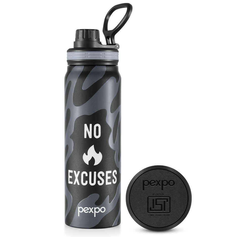 Pexpo Austin 800 ISI Certified Stainless Steel Vacuum Insulated Flask | Knight Black | 740 ml