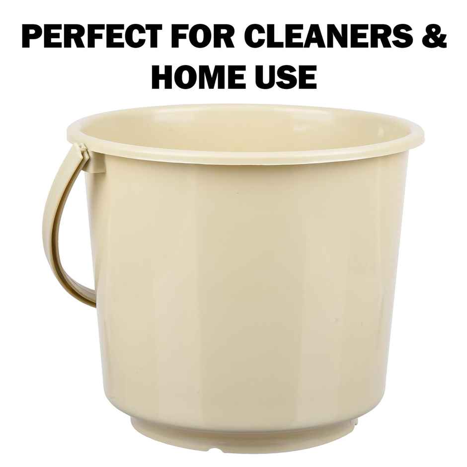 Kuber Industries Small 5 L Plastic Bucket for Cleaning & Storage | Plain | Beige 