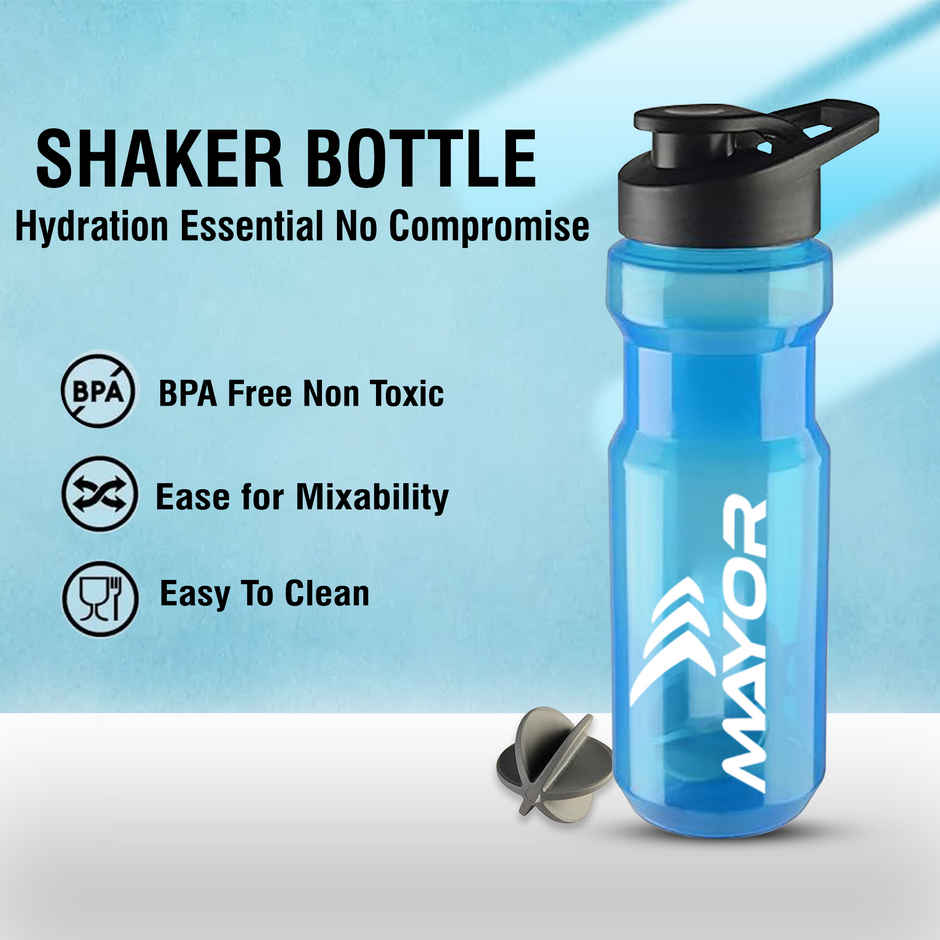 Mayor Shaker Bottle | BPA Free | Gym and Sports Bottle | Blue - 650 ml