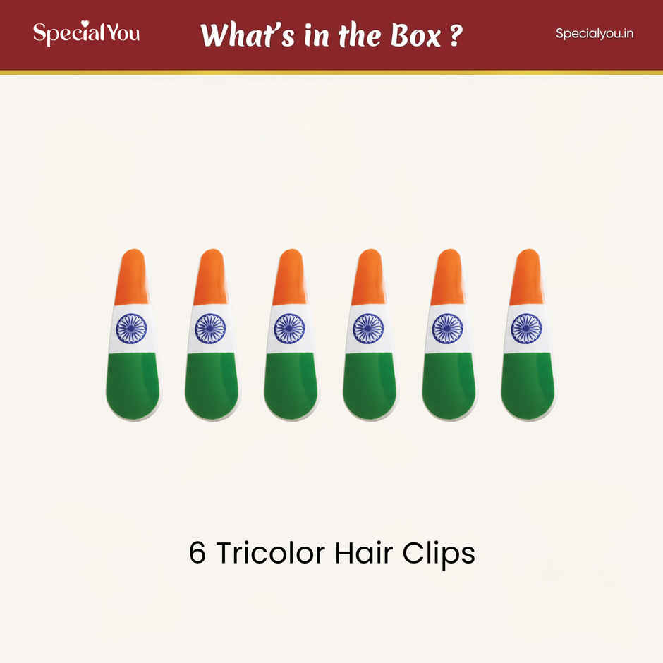 Indian Tricolor Hair Clip Set | Republic Day | Pack of 6 | Special You