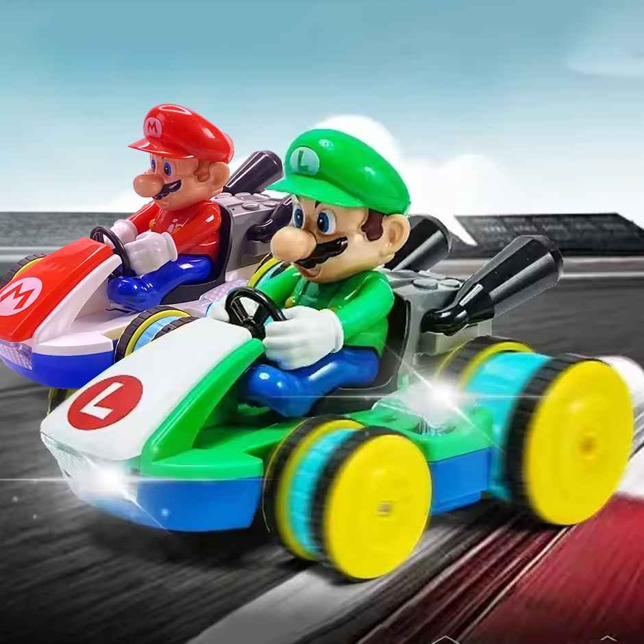 Kidology Mario Racing Remote Control RC Car Toy with LED Lights | Musical Toy for Kids - Red