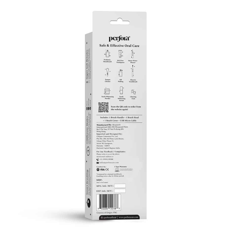 Perfora Rechargeable Electric Toothbrush - Tuxedo Black