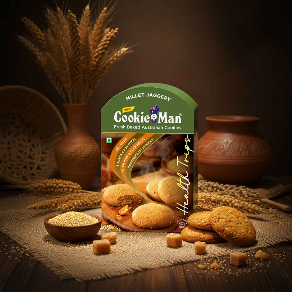CookieMan Premium Millet Jaggery Ragi Atta Cookies Biscuits
