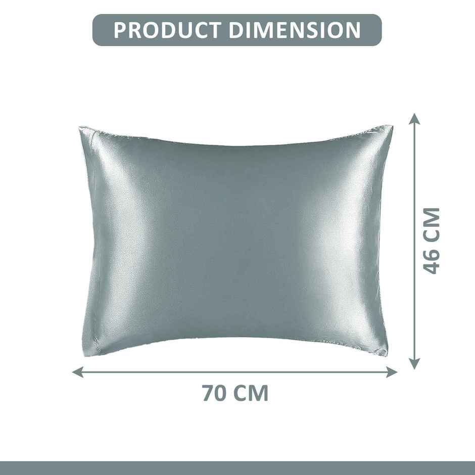 Kuber Industries 2 Pcs Satin Pillow Covers for Hair with 3 Scrunchies for Women | Ash Grey