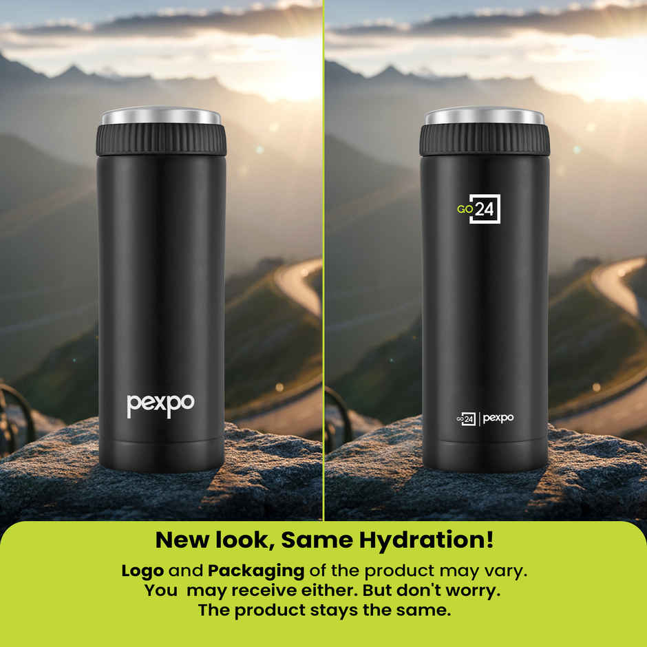 Go24 | Pexpo Crypto ISI Certified Hot & Cold Flask | 430 ml | Knight Black | Stainless Steel