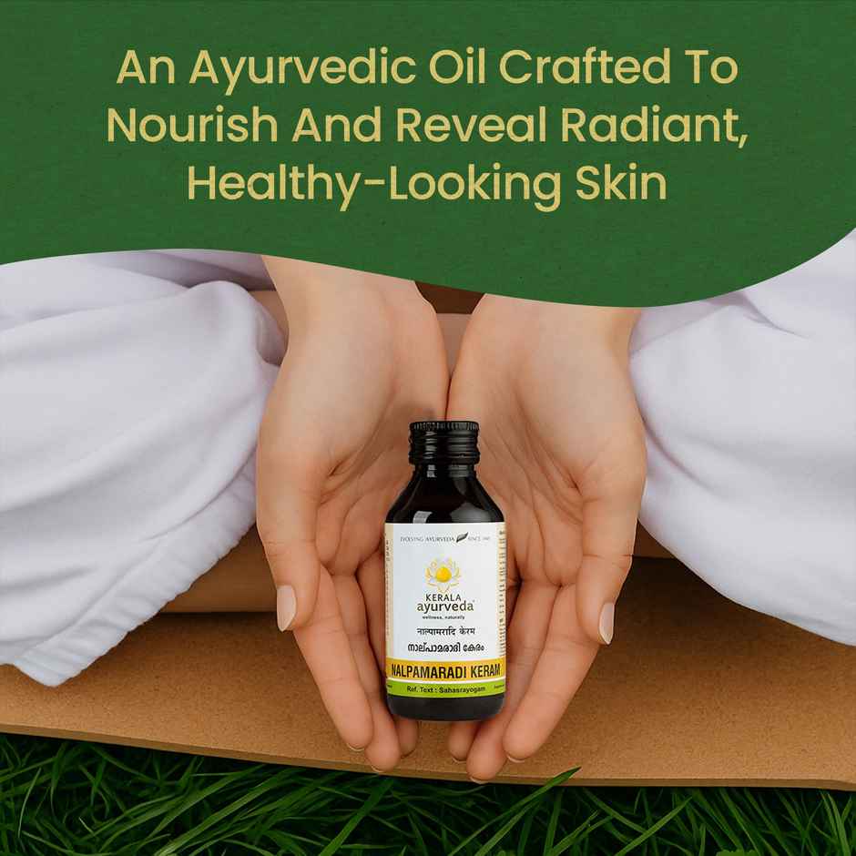 Kerala Ayurveda Nalpamaradi Oil | De-Tan, Sun Damaged Pre-Bath Face & Body Oil |With Fresh Turmeric