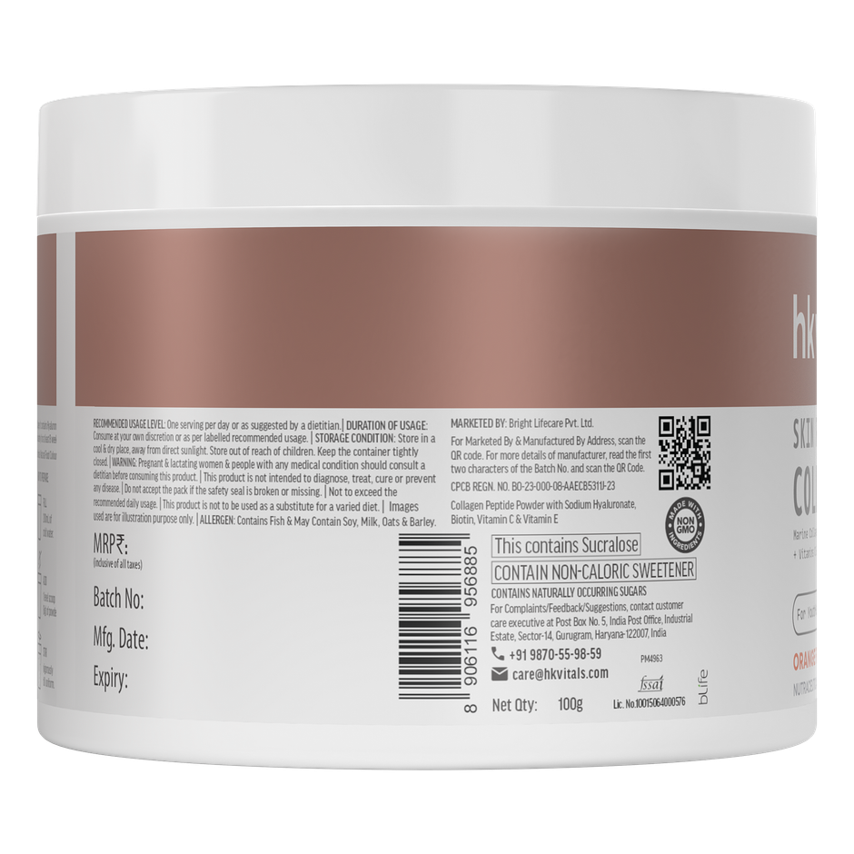 hk vitals Skin Radiance Collagen Supplement with Biotin (Orange, 100g)