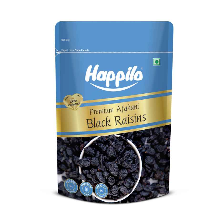 Happilo Premium Afghani Black Raisin | With Seed | Kali Kismish | Dry Fruits