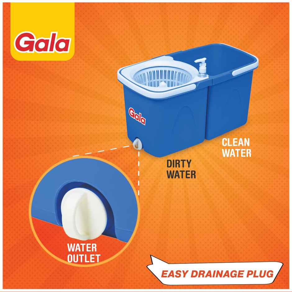 Gala Twin Bucket Spin Mop Floor Cleaning Mop with Separate Bucket for Clean & Dirty Water