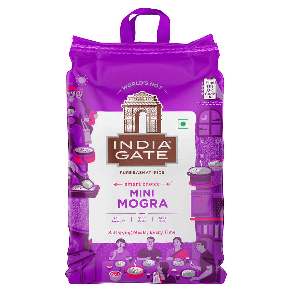 India Gate 1 Cup Serves 5 Mini Mogra Basmati Rice | Aged Rice | Smart Choice