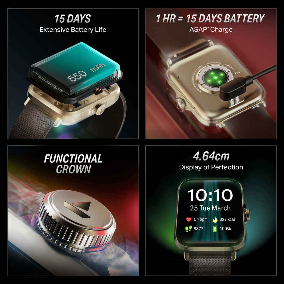boAt Storm Infinity Smartwatch | 1.83" Display | BT Calling - Brown