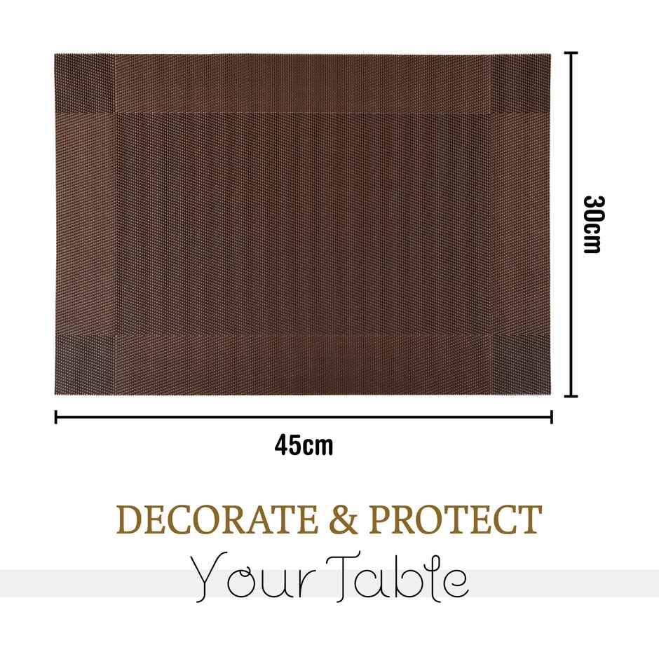 Kuber Industries Set of 6 Table Mats | 30x45 cm | Dining Table Placemats | Dark Brown Border