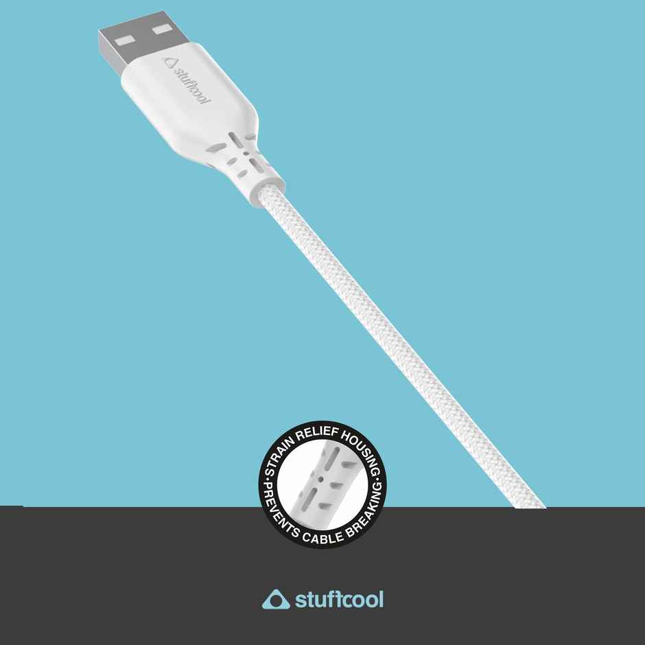 Stuffcool Alto Charging Cable - White | Supports up to 65W Fast Charging | 1.2 Meter Length