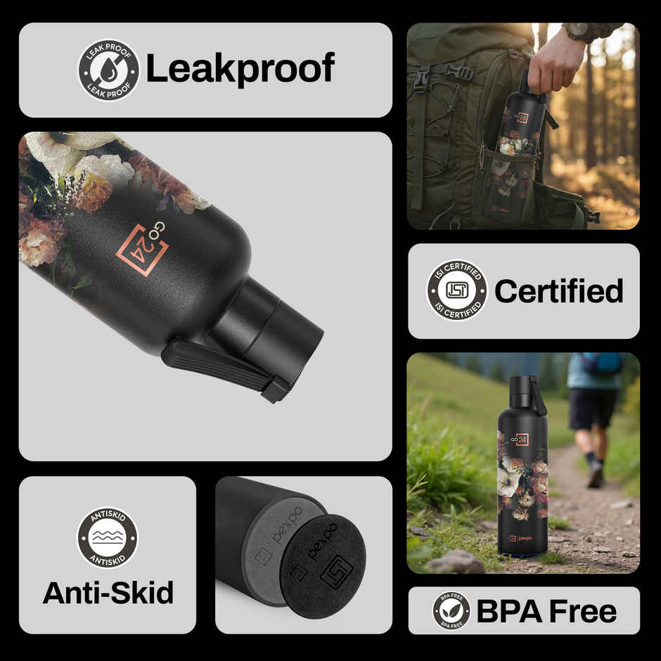 Pexpo 24 Hrs Hot & Cold Isi Certified Oslo With Printed Design Vacuum Insulated Bottle 750 ml Flask