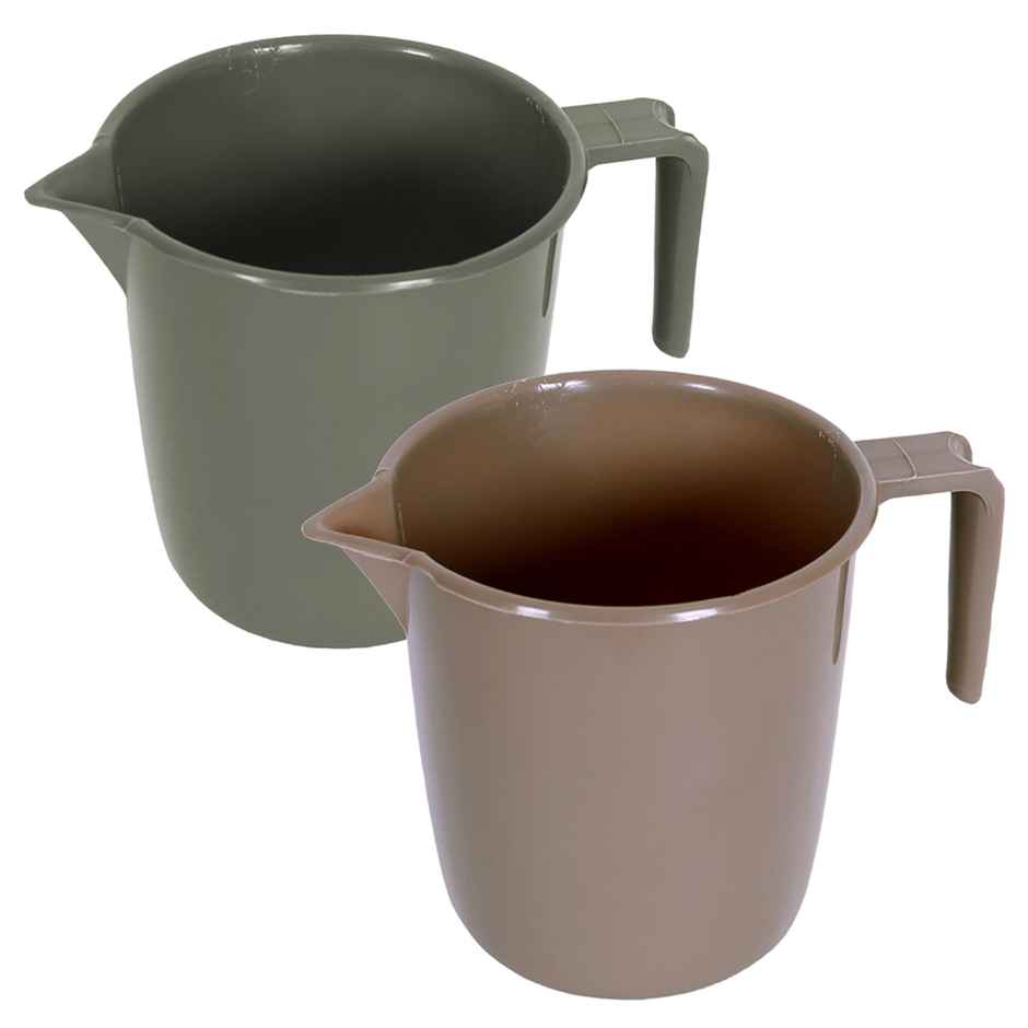 Kuber Industries Plastic Bathroom Mug | 1 L | Pack of 2| Multicolour
