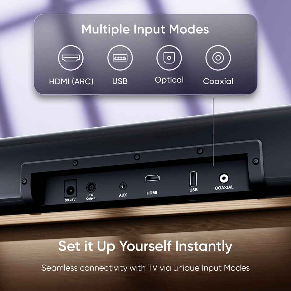 Mivi Fort R240 Soundbar, 160 Watts, 2.1 Channel And Eq Modes, Bt V5.1 160 W Bluetooth Soundbar��