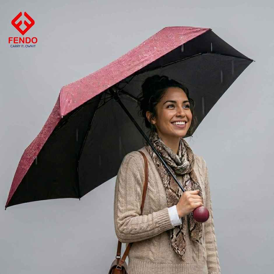 Fendo Capsule Umbrella With Cover | Maroon | 19 Inch | 5 Fold