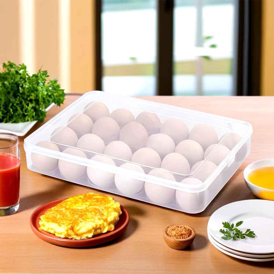 Kuber Industries Transparent Egg Tray with Lid | 24-Egg Storage Container