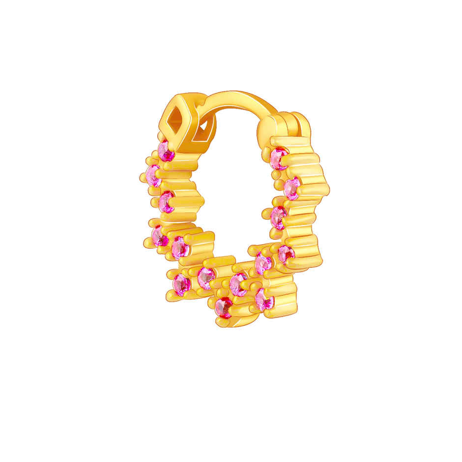 Giva Golden Zig-Zag Red Nose Ring