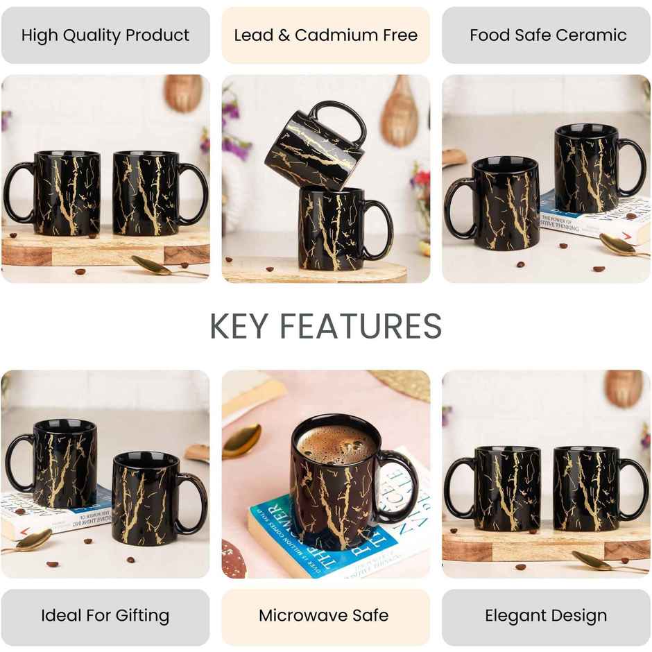 The Earth Store Black Copper Ceramic Coffee Mug | 370 ml | Tea/ Milk Mugs