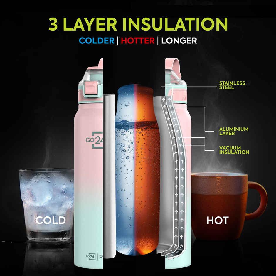 Go24 | Pexpo Amaze Hot & Cold Stainless Steel Water Bottle Vacuum Insulated | 940 ml