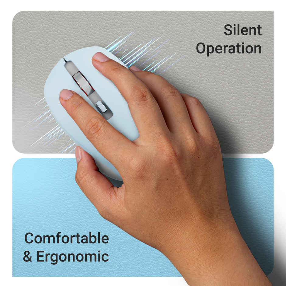 Zeb-Jaguar Wireless Mouse, 2.4Ghz With Usb Nano Receiver, High 4 Buttons (Light Blue+Grey)