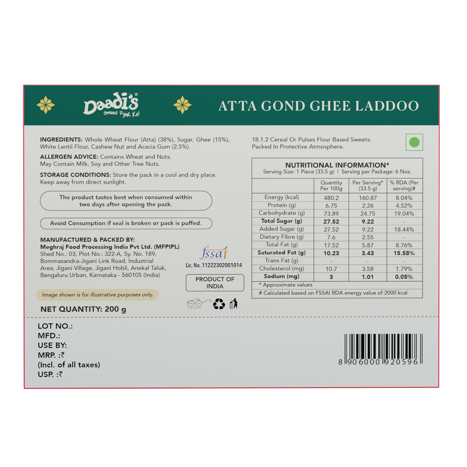 Daadi's Atta Gond Laddu Pure Ghee