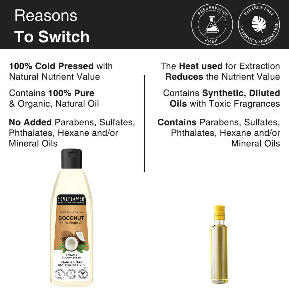 Soulflower Cold Pressed Coconut Hair Oil for Deep Nourishment