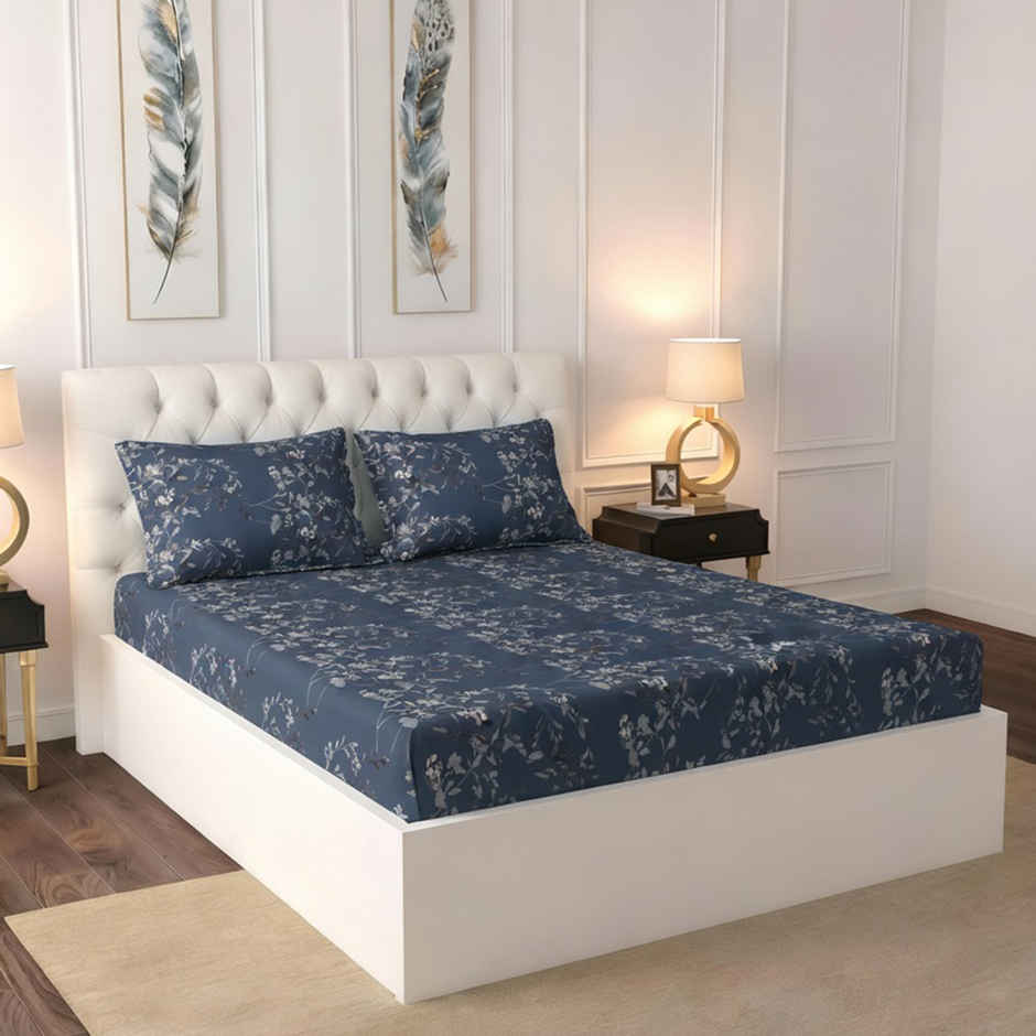 Raymond Home 120 GSM Hazel Floral Double Bedsheet with 2 Pillow Covers