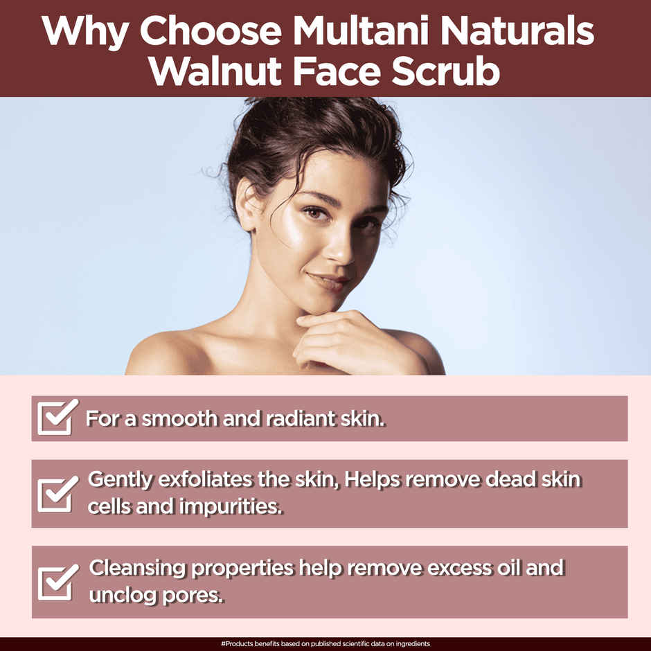 Multani Naturals Walnut Face Scrub | Removes BlackHead & Dead Skin Cells| Unclog Pores