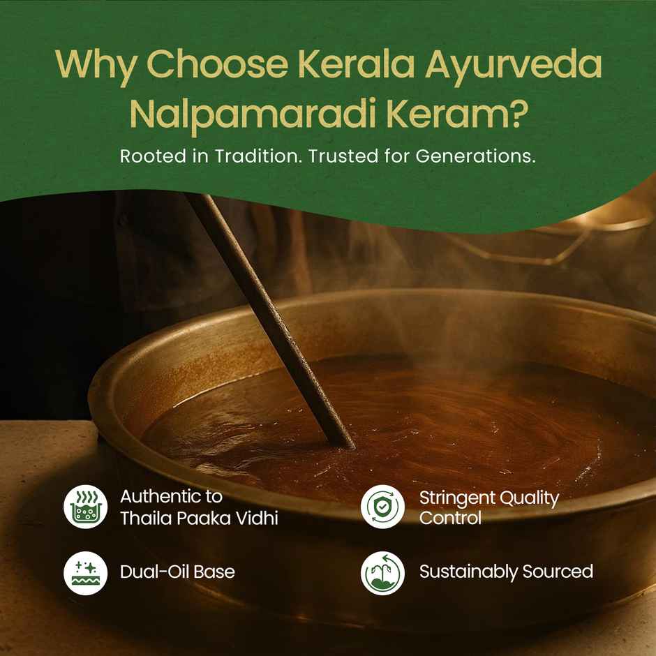 Kerala Ayurveda Nalpamaradi Oil | De-Tan, Sun Damaged Pre-Bath Face & Body Oil |With Fresh Turmeric