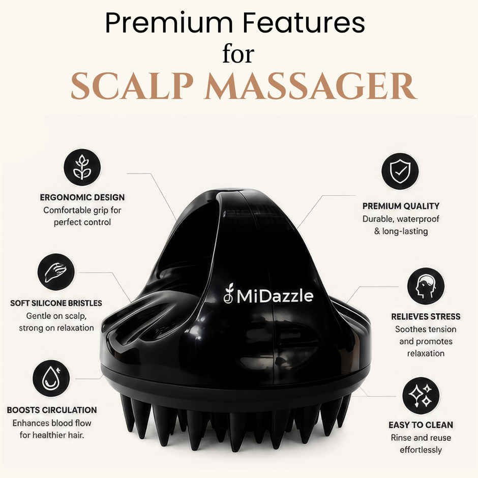 Midazzle Scalp Massager Shampoo Hair Brush/Comb (MIHA6315) Assorted