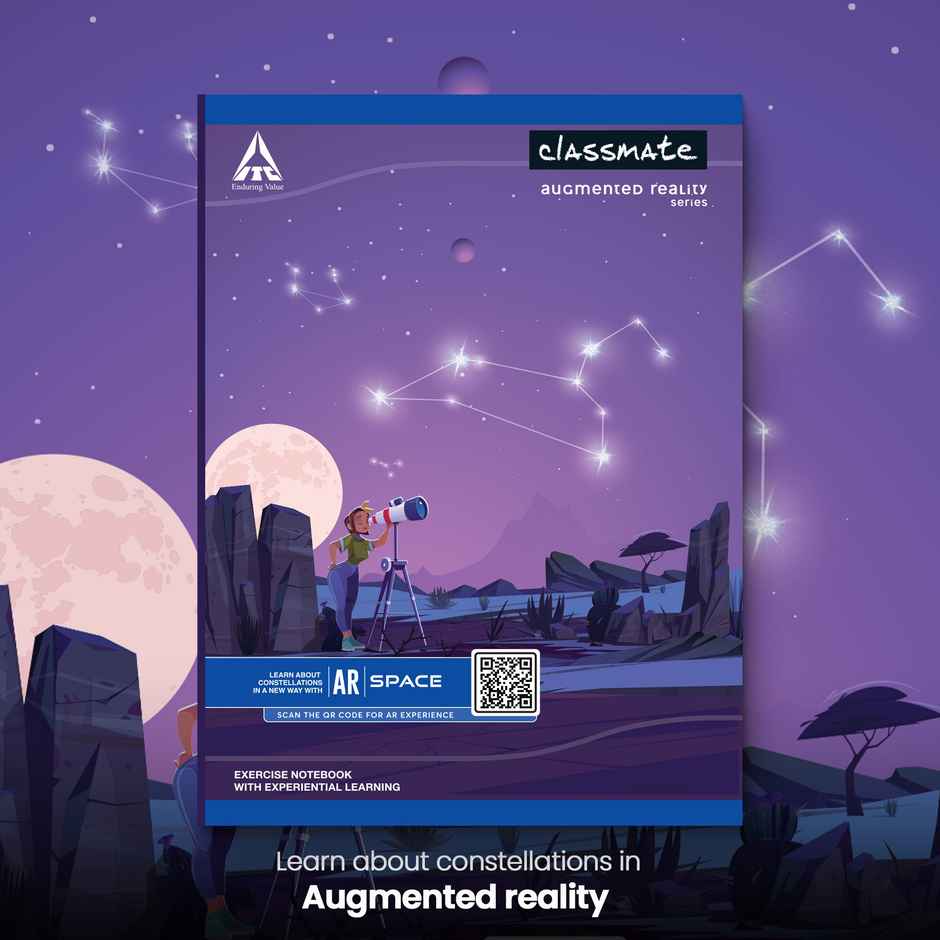 Classmate Interaktiv Ar| Assorted| Soft Cover Unruled Note Book| 24 x 18 cm, 172 Pages