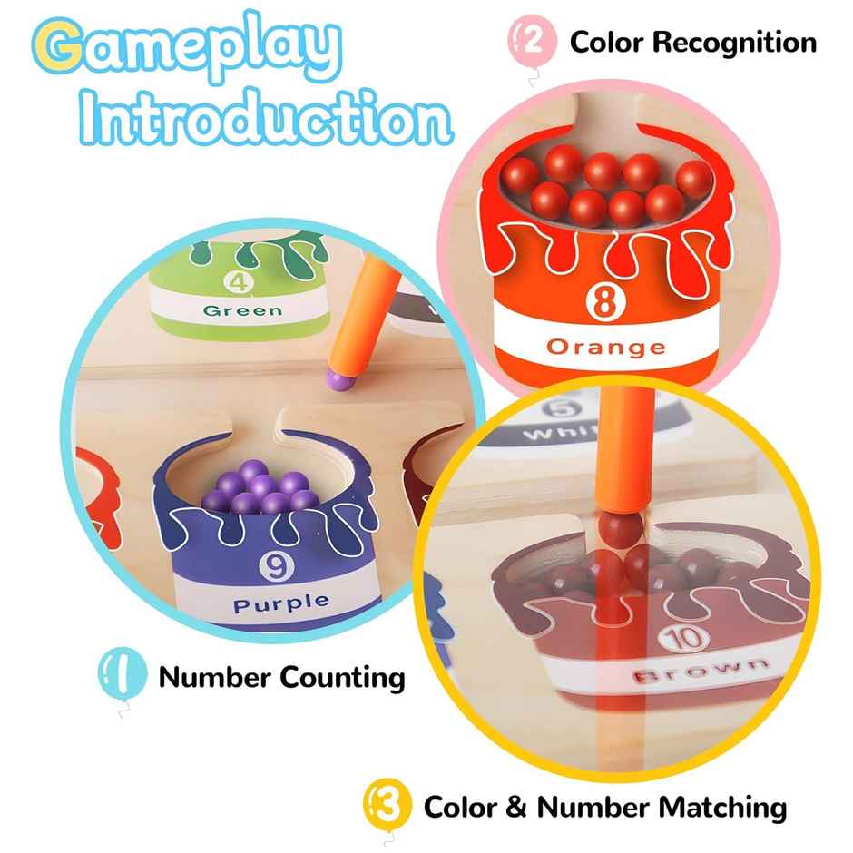 Kidology Wooden Magnetic Maze | Montessori Activity Busy Board Puzzle Toy For Kids - Number