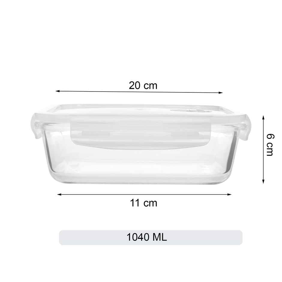 Cutting EDGE 1040ml Glass Food Storage Container | Borosilicate , Air Vent Lid | Set of 2