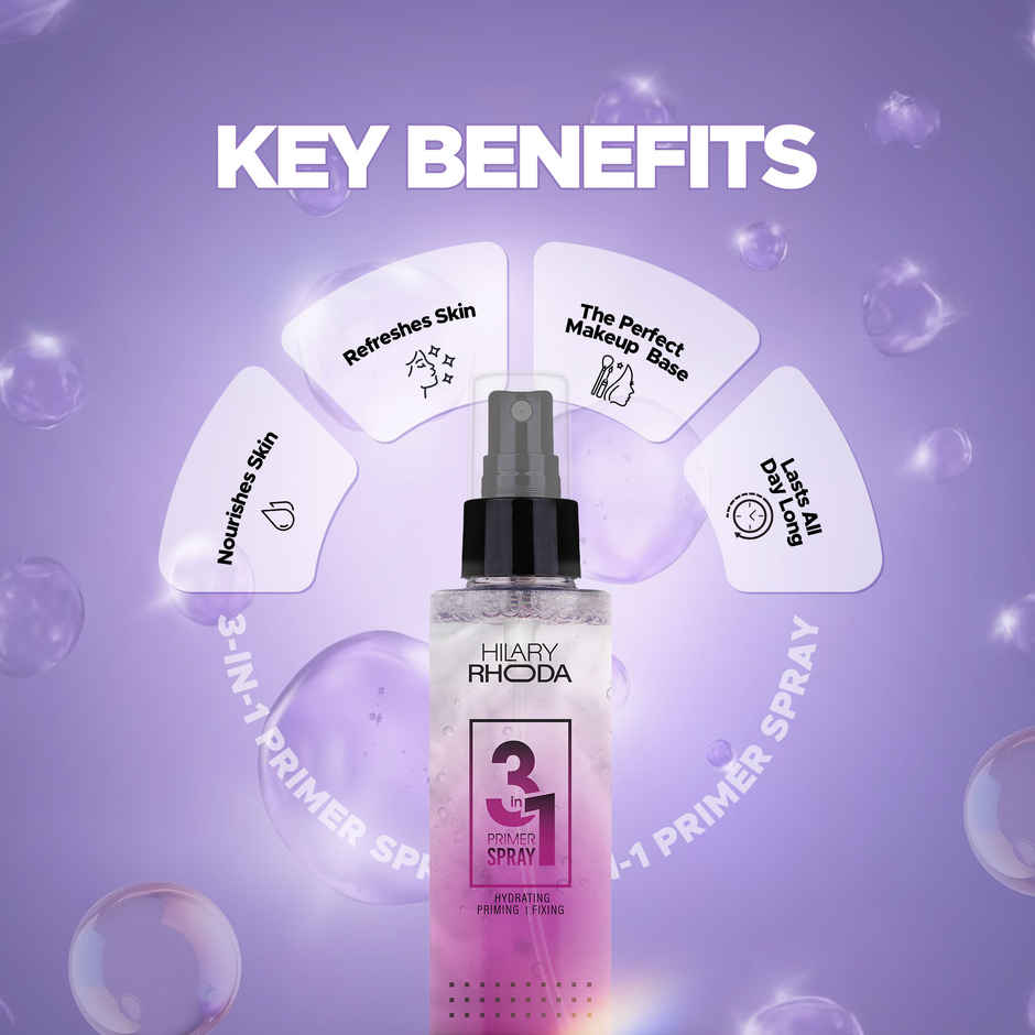 Hilary Rhoda 3-in-1 Primer Spray | Water-Based Primer | Refreshes Face & Blurs Pores | Dewy Finish