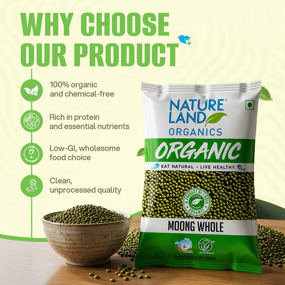 Natureland Organics Green Moong Dal Whole