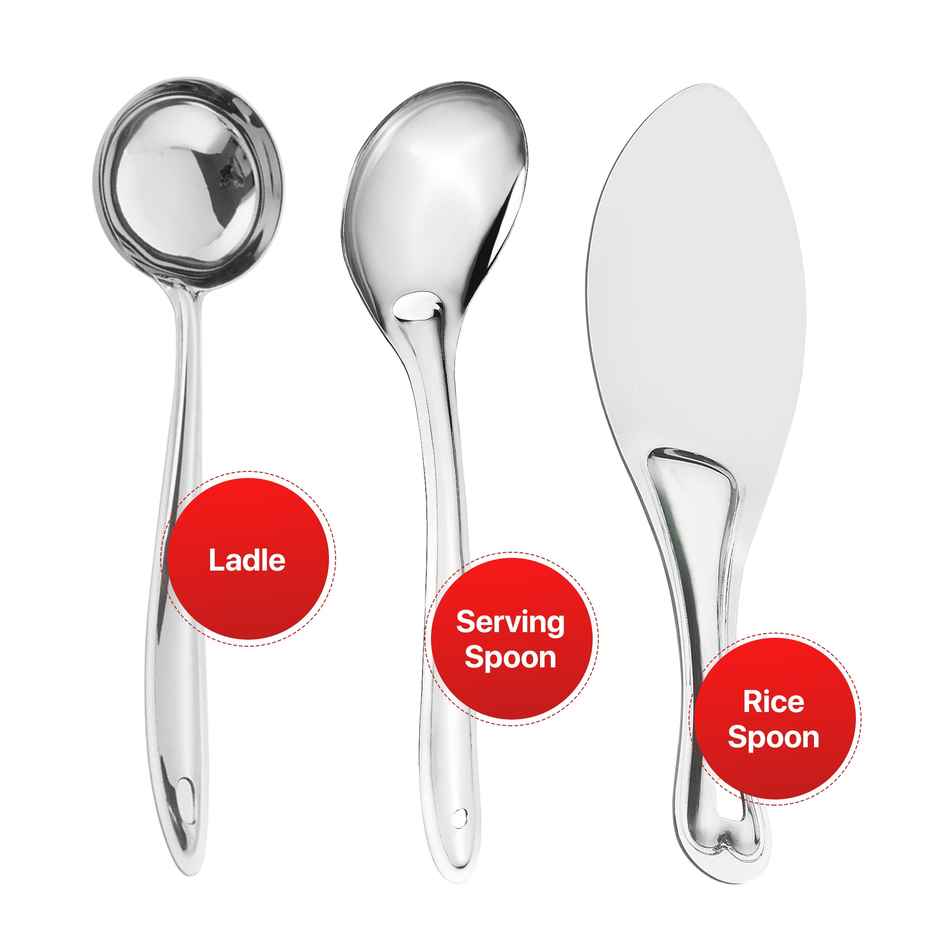 Limetro Steel Stainless Steel Serving Set | 3 Pcs