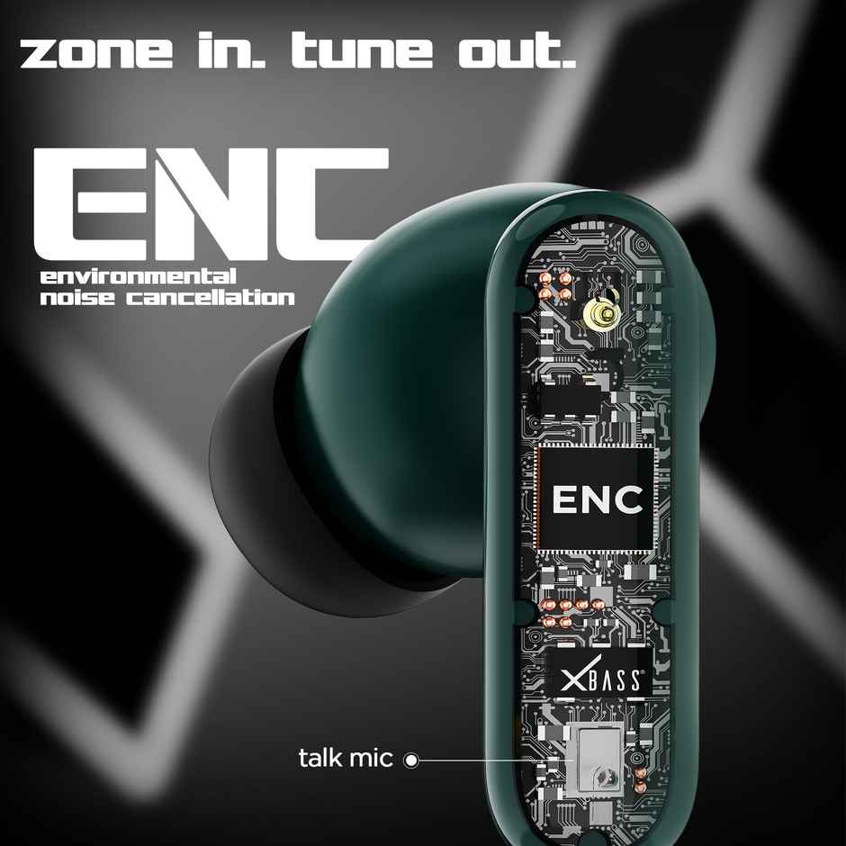 Dubstep Buzz X7 With 56 Hrs Playtime ENC TWS Earbuds | Green
