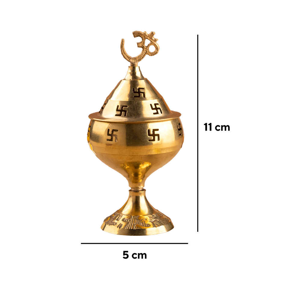 Omkareshwar Akhand Diya | 11 X 5 cm | Gold | Religious | Brass | Jai Kashi