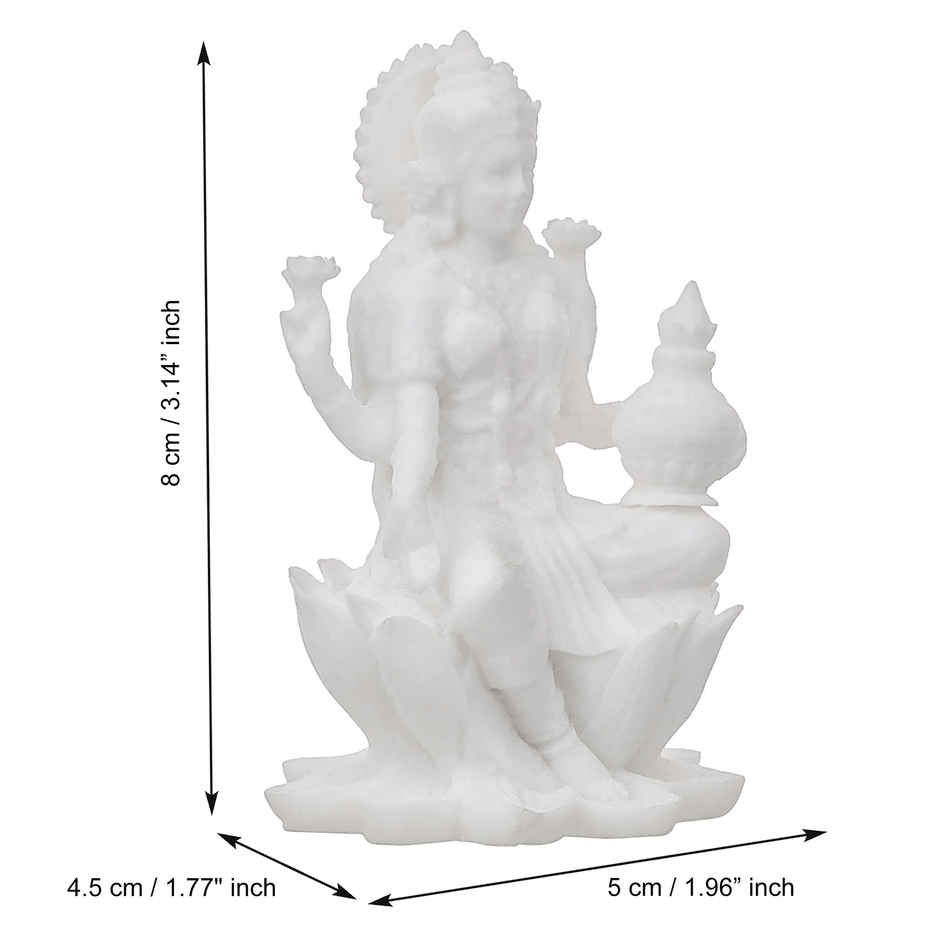 White Resin Goddess Laxmi Idol Sitting on Lotus- Laxmi Murti for Diwali | eCraftIndia