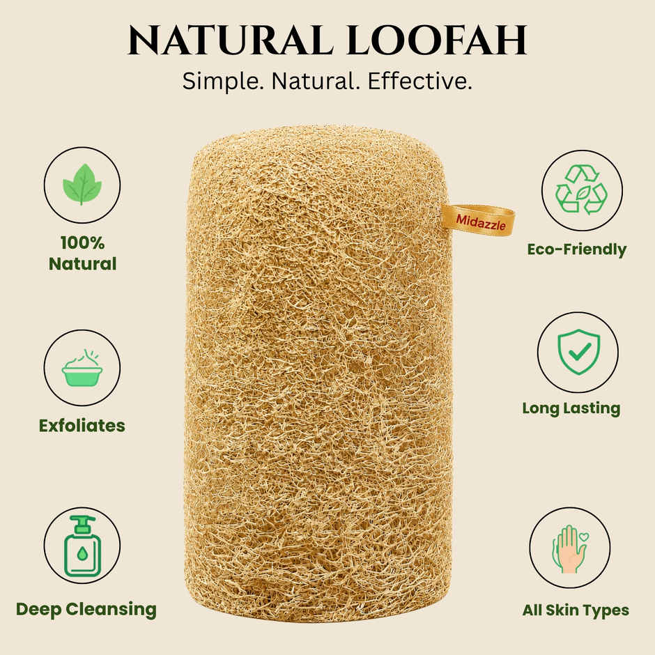 Midazzle 100% Natural Body Scrubber Organic Loofah for Bathing | Long | MIOL6101