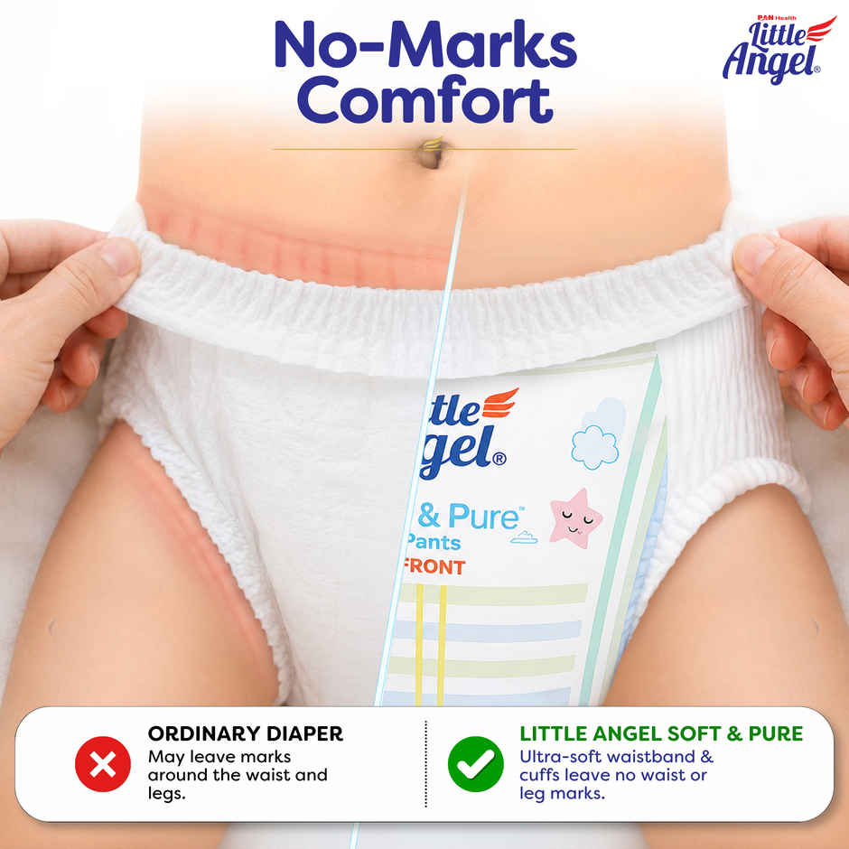 Little Angel Soft Pure Baby Diaper Pants 12 Hours Absorption | Large | 9 to 14 kg