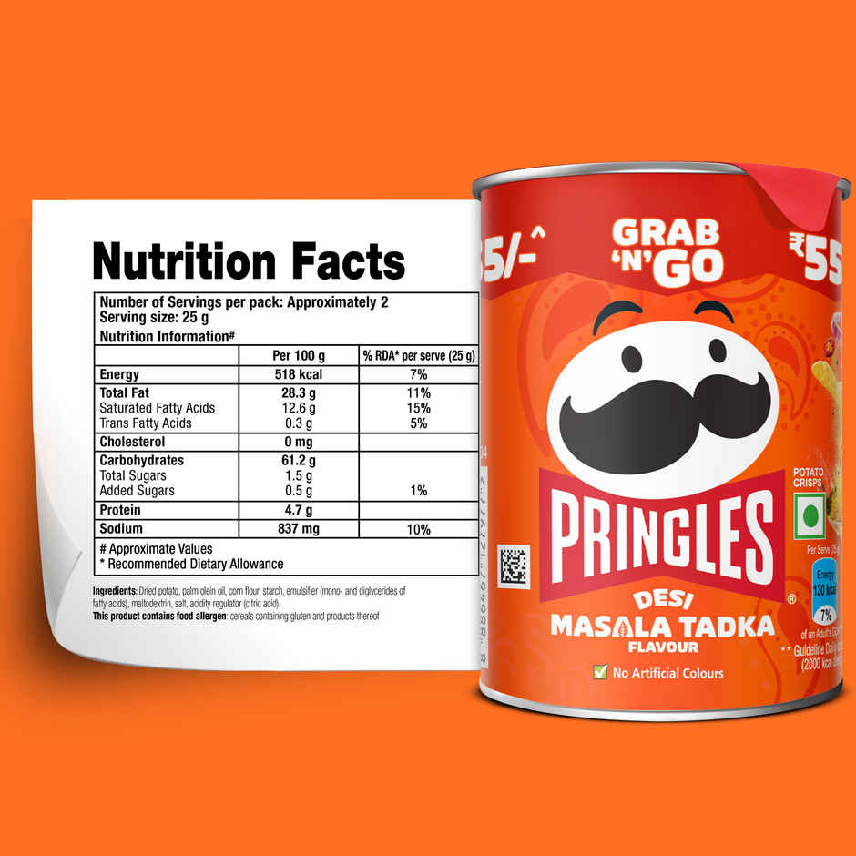 Kellogg's Pringles Potato Chips Desi Masala Tadka Flavour
