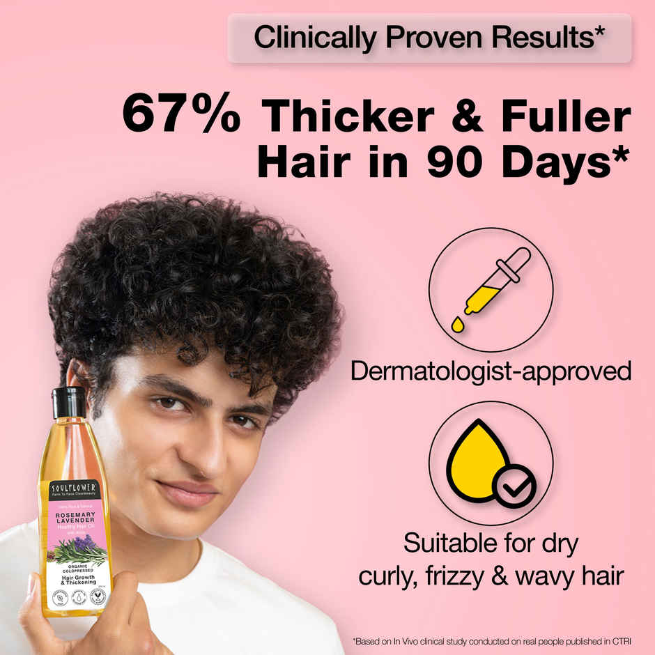 Soulflower Rosemary Coconut Hair Oil with Lavender & Amla Oil for Hair Growth - 225 ml