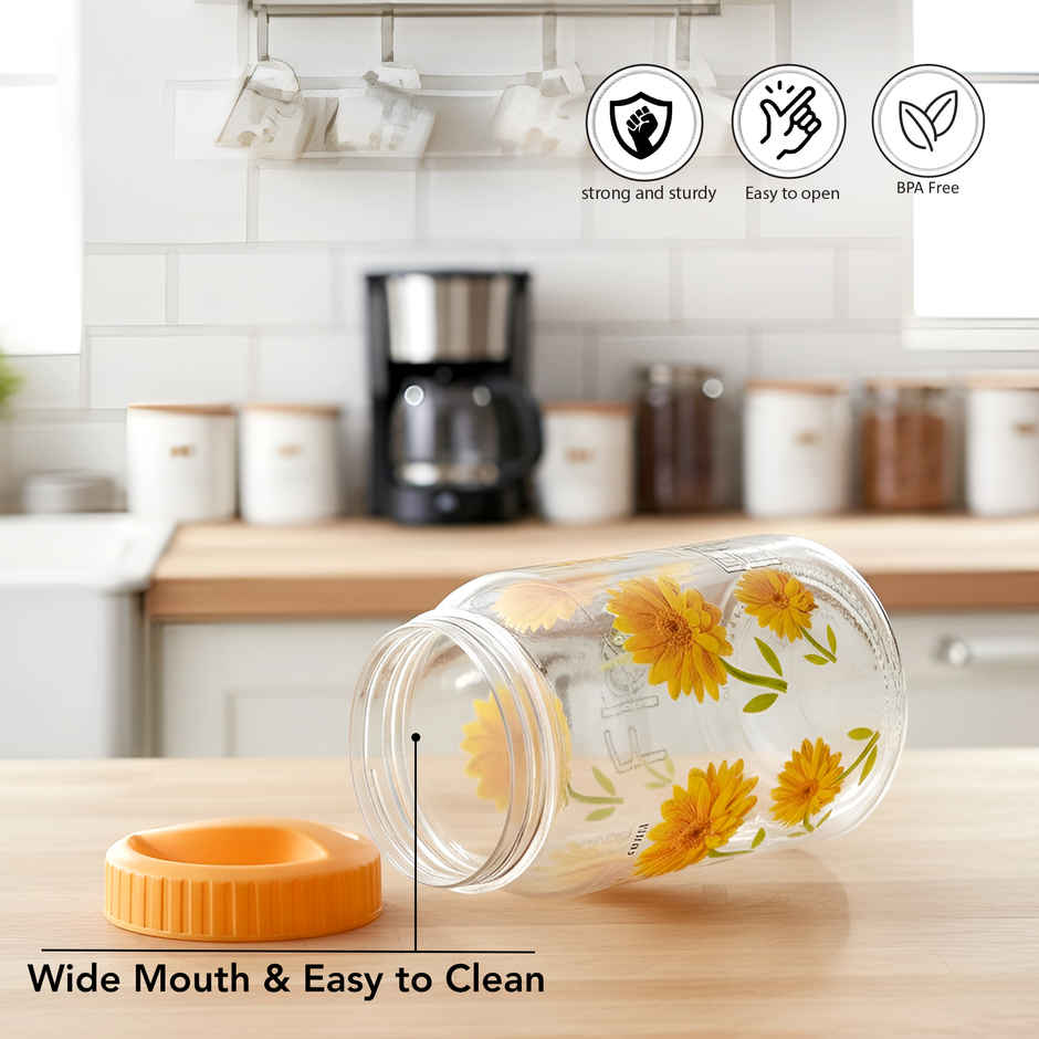 Nayasa Barni 1 kg- 1.5 L BPA Free Food Grade Airtight Kitchen Storage Stackable Containers | Yellow